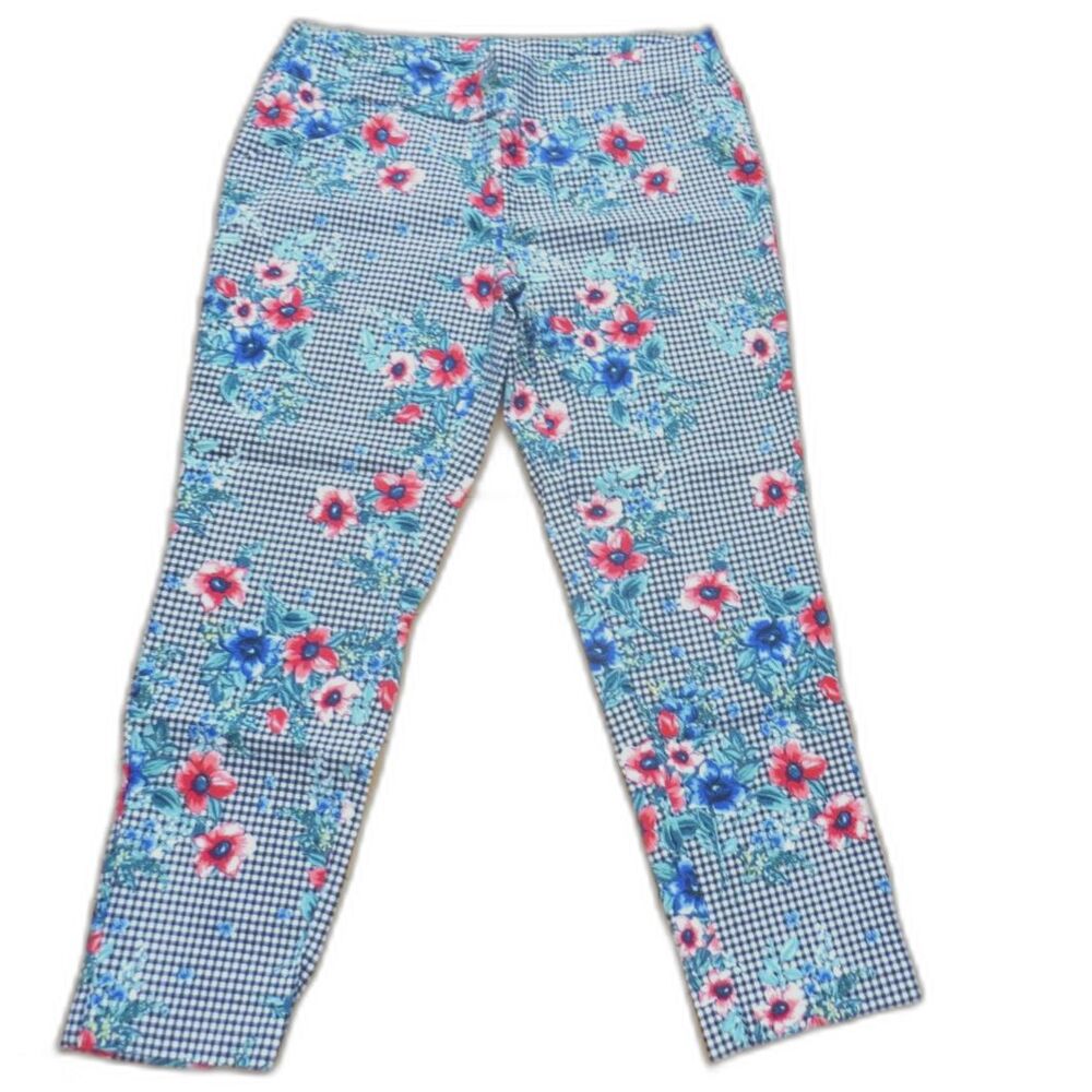 Jules & Leopold Women's Gingham Floral Ankle/Crop Pants Cottage Core XL EUC